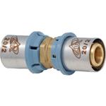 RACCORDO A PRESSARE ACQUA DIRITTO DOPPIO MM. 20 X 20 PER MULTISTRATO "UNIDELTA"