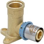 RACCORDO A PRESSARE ACQUA GOMITO C/FLANCIA FEMM. MM. 20 X 3/4" PER MULTISTRATO "UNIDELTA"