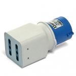 ADATTATORE INDUSTRIALE 2P+T 16A + 2PR. BIV. 16A BLU