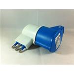 ADATTATORE INDUSTRIALE 90° 220V 16A PRESA 2P+T - SPINA 2P + T 16A BLU