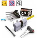 CILINDRO SECUREMME EUROPEO K2 CS 10 PERNI C/CODOLO MM. 70 - 30/40