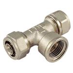 RACCORDO A COMPRESSIONE TEE 3 VIE 20  X 1/2" X 20 FEMM. X MULTISTRATO