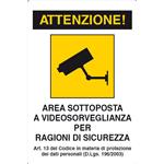 CARTELLO SEGNALETICO ADESIVO VIDEO SORVEGLIANZA CM. 12 X 18