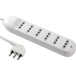 MULTIPRESA BIANCA PIATTA 6 USC. 16A + T +BIV. DA MT. 1.5