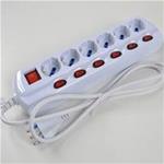 MULTIPRESA LINEARE BIANCA 6 USC. SCH.+BIV. DA MT. 1.5 C/INTERR. + INT. SINGOLO