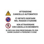 CARTELLO ATTENZIONE CANCELLO AUTOMATICO CM. 20 X 30