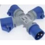 SPINA INDUSTRIALE A "T" 220V 16A IEC 309 2P+T IP44 BLU FAEG