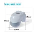 SENSORE DI MOVIMENTO INFRAROSSI 800W 180° IP44