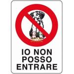 CARTELLO SEGNALETICO DIVIETO PER CANI "IO NO POSSO ENTRARE"  CM. 20 X 30