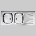 LAVELLO INOX 2 VASCHE C/GOCCIOLATOIO SX CM. 120 X 50